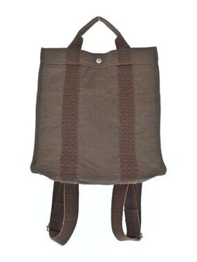 HERMES Her Line PM Backpack Canvas Gray Silver Auth 129003 Hermès HERMES Her Line PM Backpack Canvas Gray Silver Auth  main image 3